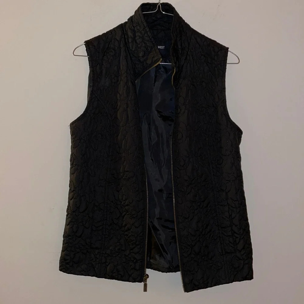 Black Embroidered Nine West Vest